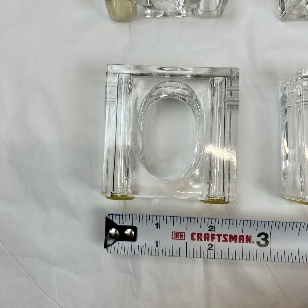 Vintage Crest Taiwan Mid-century Modern Lucite Acrylic Square Napkin Rings - 8